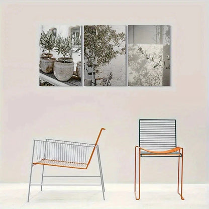 3pcs Modern Olive Tree Botanical Metal Print Ready to Hang Art