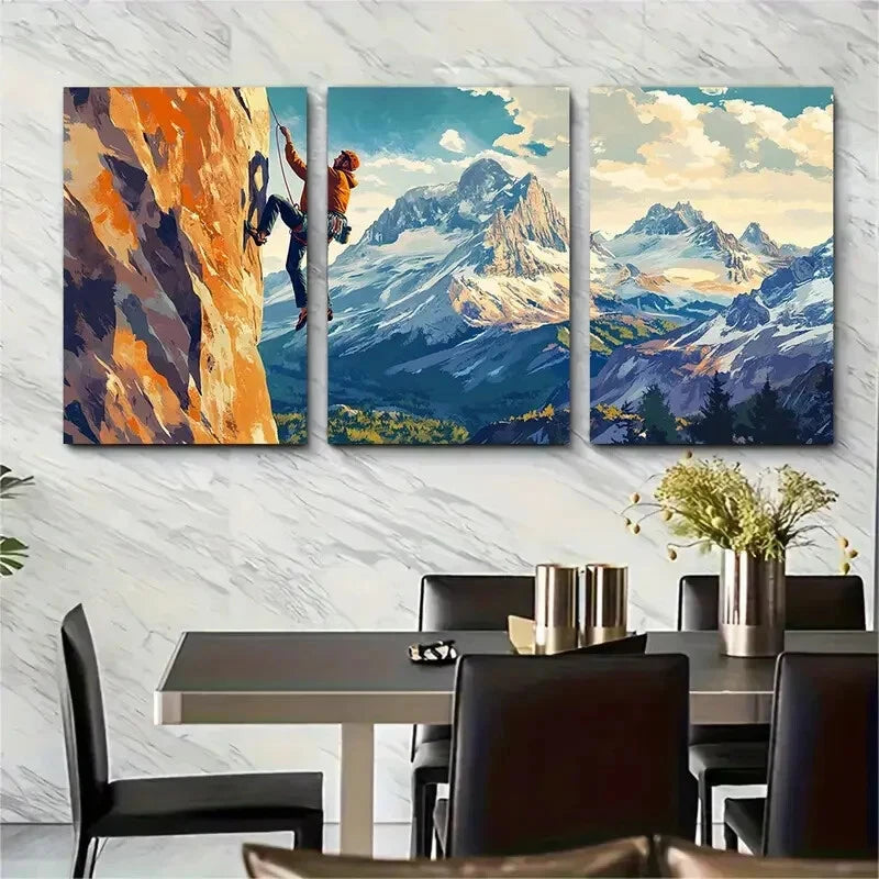 3pcs Featuring a Bouldering Adventure Travel Metal Print Ready to Hang Art