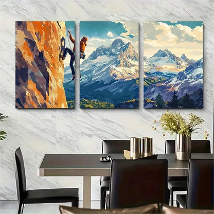 3pcs Featuring a Bouldering Adventure Travel Metal Print Ready to Hang Art