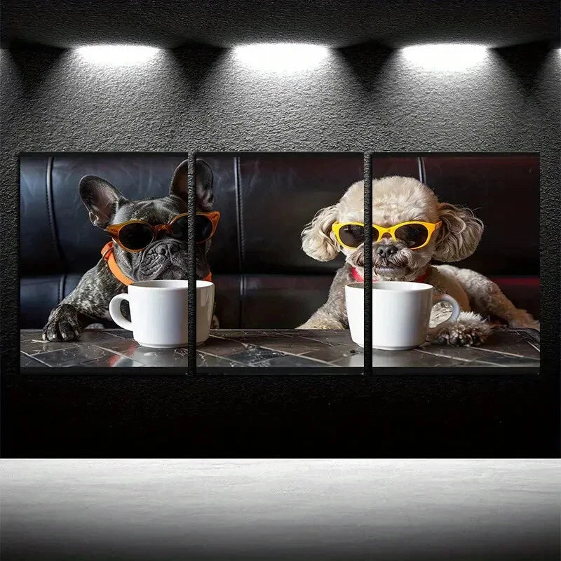 3pcs Charming Poodle & French Bulldog Metal Print Ready to Hang Art