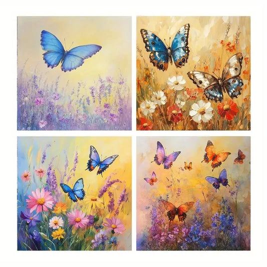 4pcs Butterfly Canvas Print Wall Art Canvas Framed