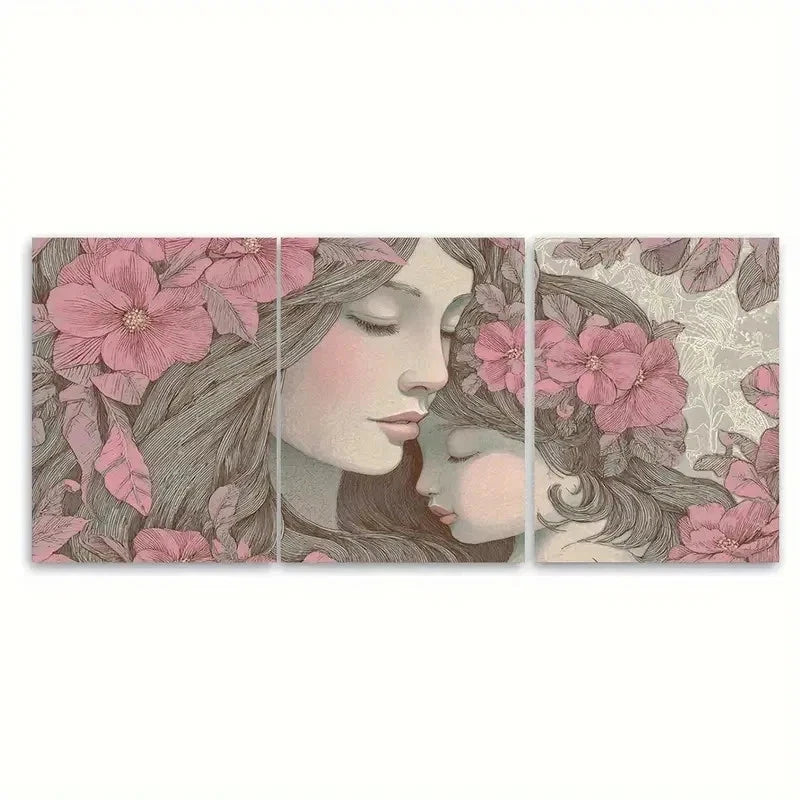 3pcs Mother Love Feminine Baby Nursery Print Metal Print Ready to Hang Art