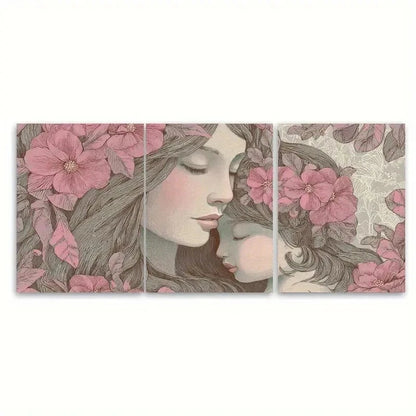 3pcs Mother Love Feminine Baby Nursery Print Metal Print Ready to Hang Art