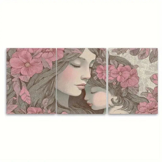 3pcs Mother Love Feminine Baby Nursery Print Metal Print Ready to Hang Art