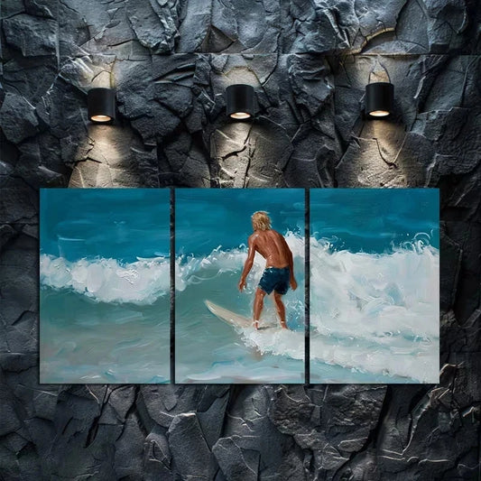 3pcs Ultimate Excitement Brought By Surfing Metal Print Ready to Hang Art