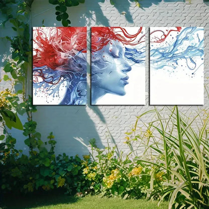 3pcs The Face of A Mysterious Girl Illustration Metal Print Ready to Hang Art