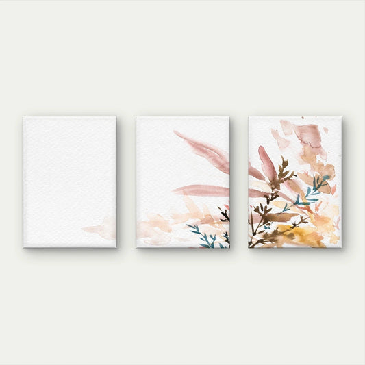 3pcs Soft Neutral Watercolour Flowers Minimalist Wall Art Set Canvas Framed 40x60cm - High Quality Print 100% Australian Made Wall Canvas Ready to Hang