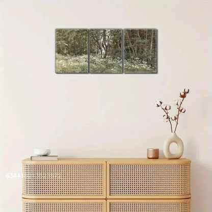 3pcs Forest Art Prints Dark Green Wall Art Posters Metal Print Ready to Hang Art