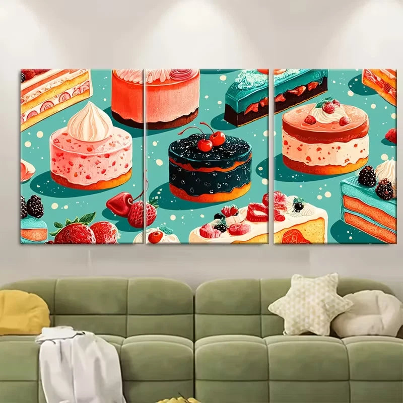 3pcs Life is Short Eat The Dessert Kitchen Metal Print Ready to Hang Art