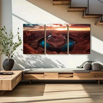 3pcs Mountain Boulders At Sunset Natural Wall Art Set Canvas Framed 40x60cm - High Quality Print 100% Australian Made Wall Canvas Ready to Hang