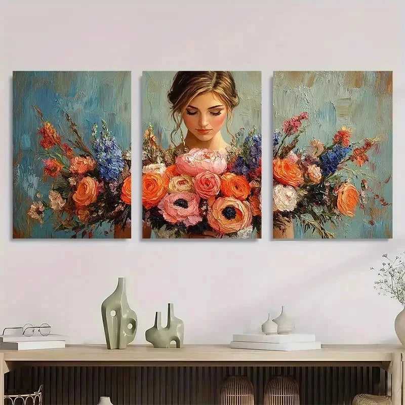3pcs bridal bouquet elegant bridal perfect wall art set canvas framed 40x60cm - high quality print 100% australian made wall canvas ready to hang