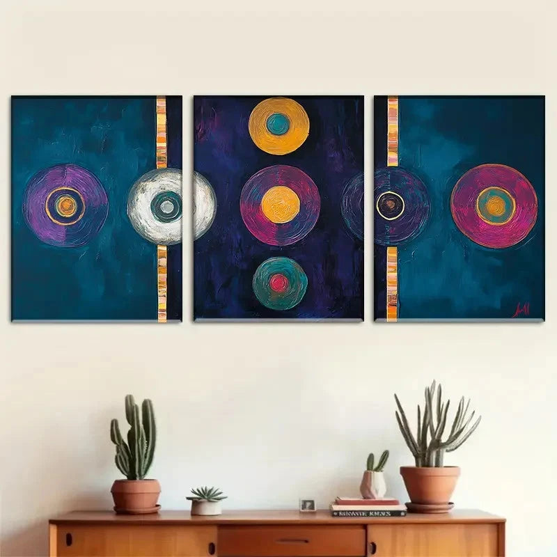 3pcs Abstract Decorative Art Modern Minimalist Metal Print Ready to Hang Art