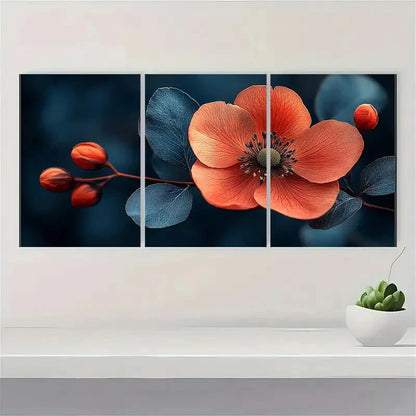 3pcs Dark Moody Wildflower Floral Botanical Metal Print Ready to Hang Art