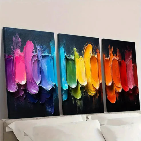 3pcs Contemporary Painting Colorful FR Wall Art Set Canvas Unframed - High Quality Print 100% Australian Made Wall Canvas