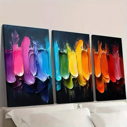3pcs Contemporary Painting Colorful FR Wall Art Set Canvas Unframed - High Quality Print 100% Australian Made Wall Canvas
