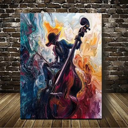 Abstract Art One Piece Black Bass Theme Rose Painting 40x60cm Metal Print Ready to Hang