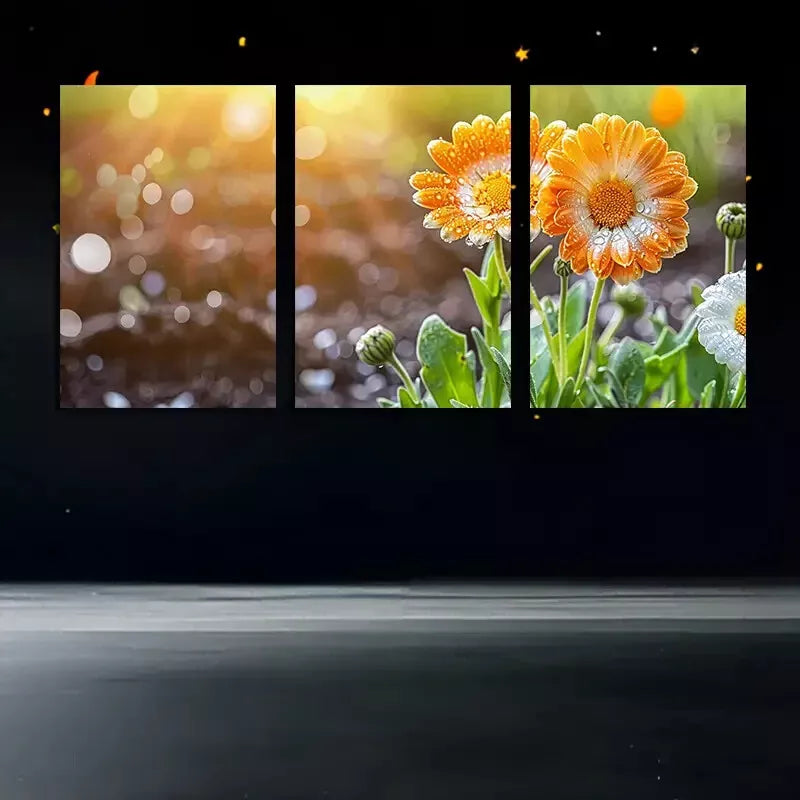 3pc Vibrant Floral Wall Art Set Canvas Framed 50x70cm - High Quality Print 100% Australian Made Wall Canvas Ready to Hang - Bella Home Decor