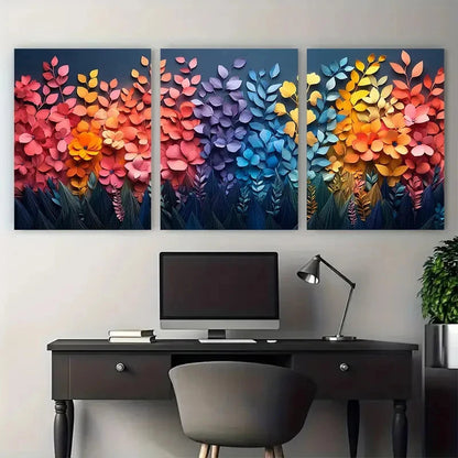 3pcs Vibrant Pastel Nature Colorful Paper Design Metal Print Ready to Hang Art