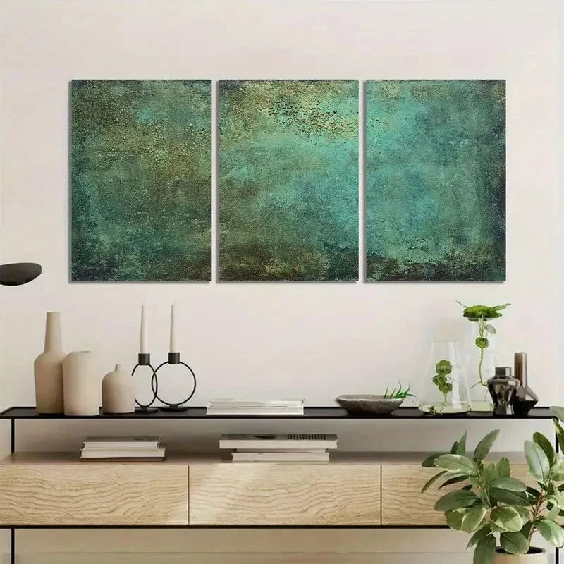 3pcs Dark Oil Painting of Flat Surface Metal Print Ready to Hang Art
