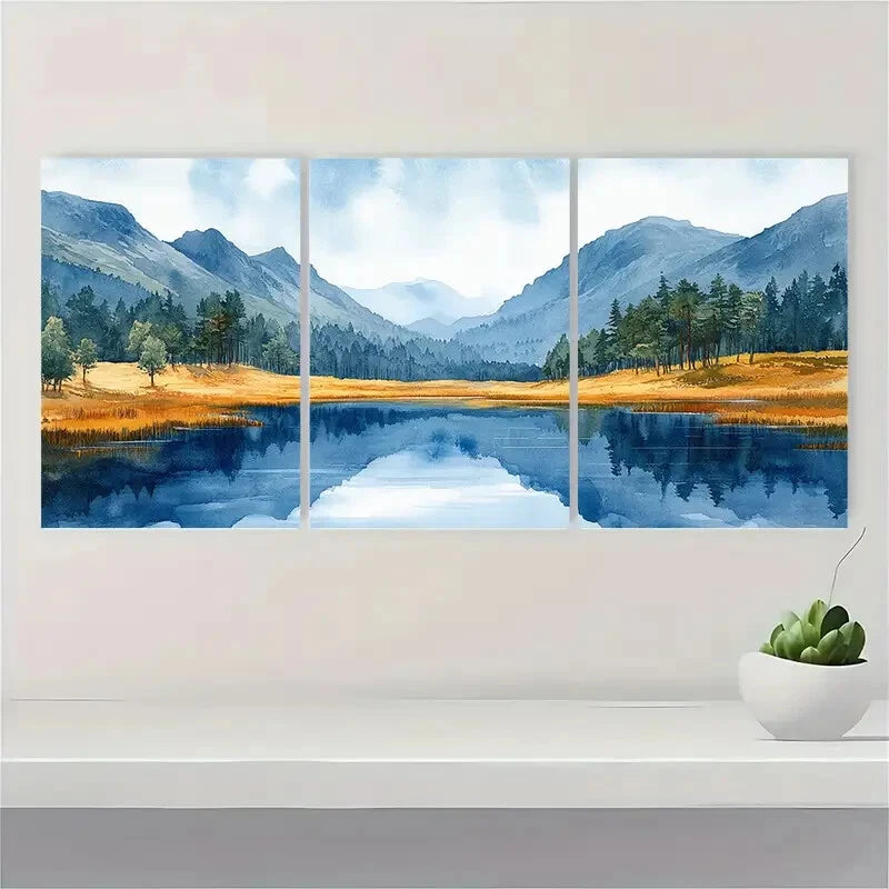 3pcs Ireland Painting Wicklow Mountains Art Metal Print Ready to Hang Art