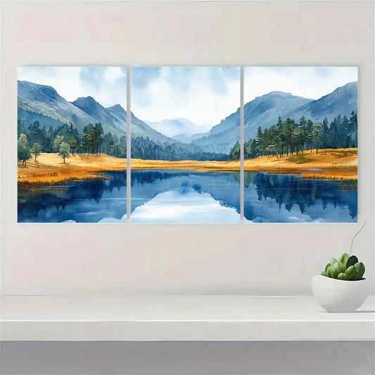 3pcs Ireland Painting Wicklow Mountains Art Metal Print Ready to Hang Art