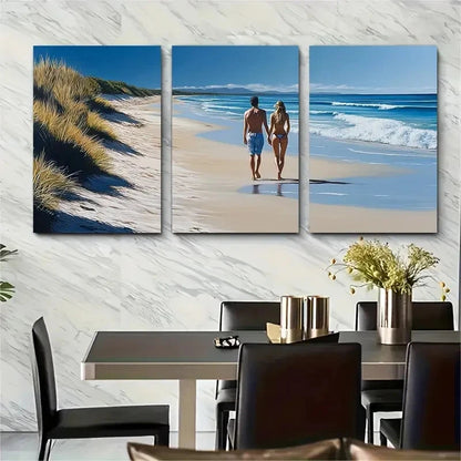 3pcs Four Mile Beach Wall Hanging Wall Art Set Canvas Framed 50x70cm - High Quality Print 100% Australian Made Wall Canvas Ready to Hang