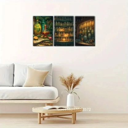 3pcs Medicine Cabinet Art Prints Minimalist Metal Print Ready to Hang Art