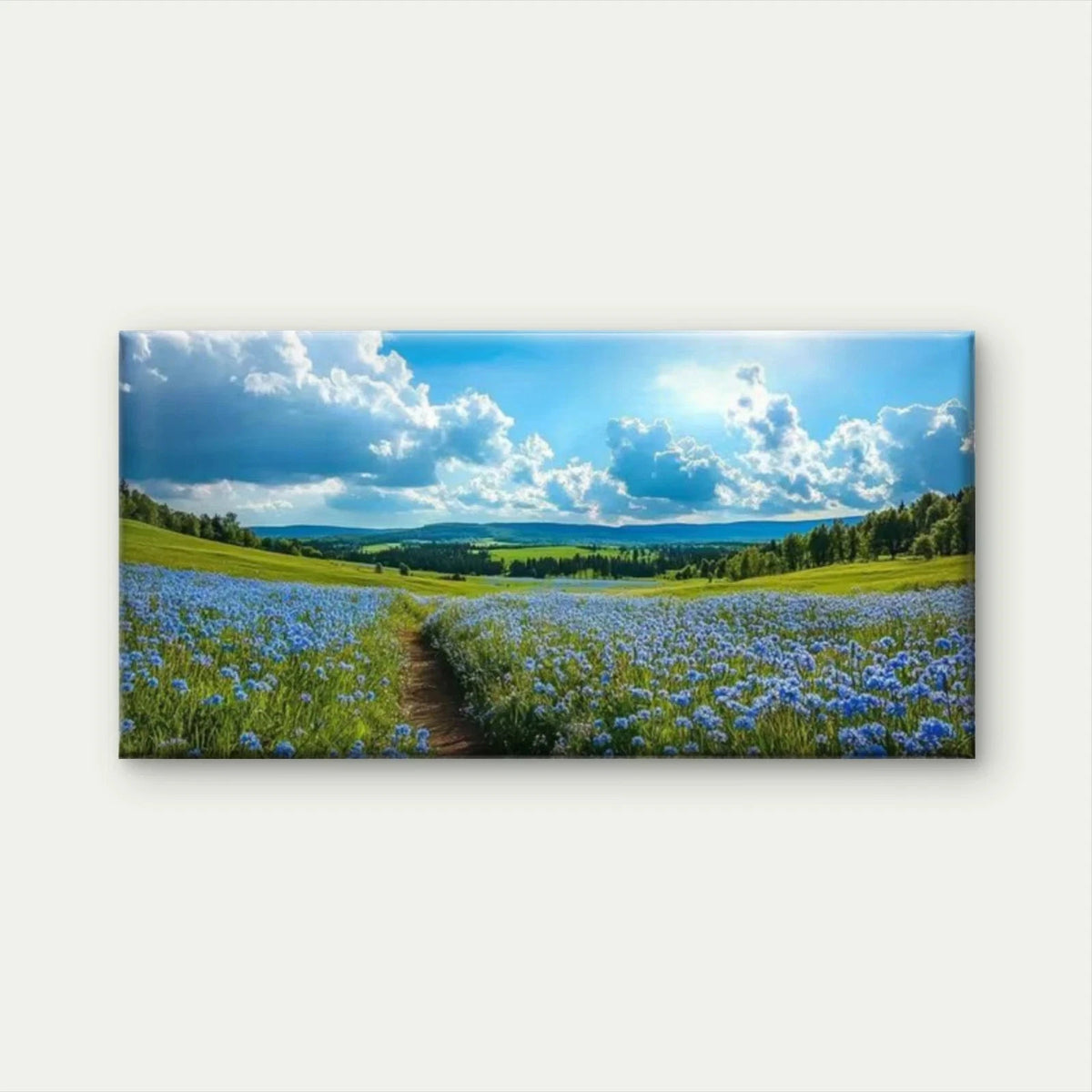 Serene Sky, Trees & Flowers Wall Art Canvas Office Home Room Framed 120x60cm