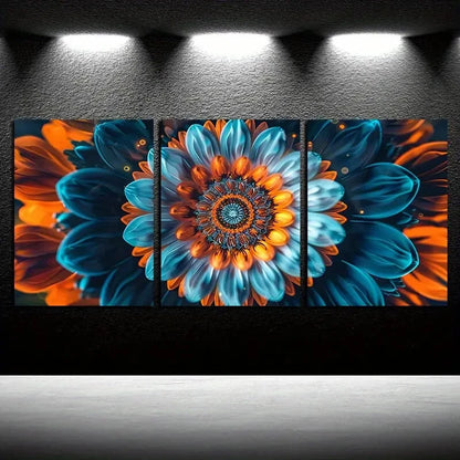 3pcs Vibrant Abstract Flower Close up Design Metal Print Ready to Hang Art