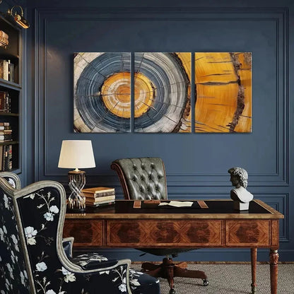 3pcs Circle Art Tree Rings Abstract Art Metal Print Ready to Hang Art