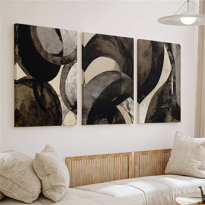 3pcs Modern Abstract Neutral Gallery Wall Art Set Canvas Framed 50x70cm – High Quality Print, 100% Australian Made Wall Canvas, Ready to Hang