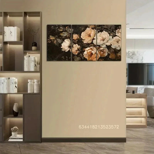 3pcs Floral Prints Oil Painting Style Metal Print Ready to Hang Art