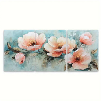 3pcs Garden Soft Color Textured Flower Design Wall Art Set Canvas Framed 40x60cm - High Quality Print 100% Australian Made Wall Canvas Ready to Hang
