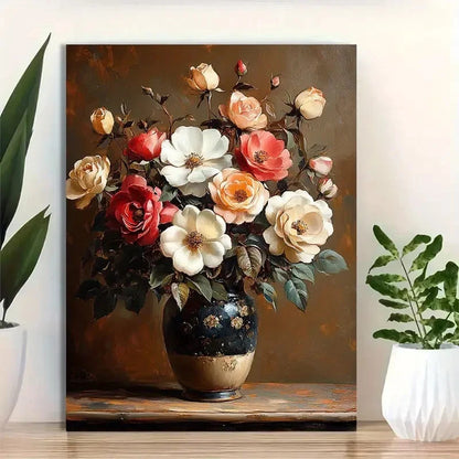 Beautiful Dark Moody Romantic Rose Painting 40x60cm Metal Print Ready to Hang