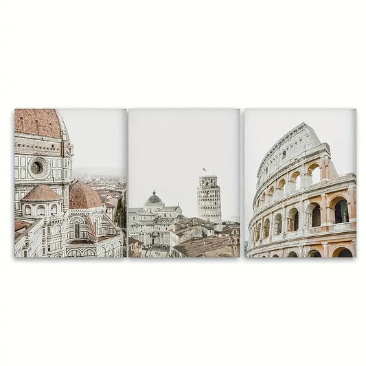 3pcs Italy Cityscape Tuscany Italy Travel Prints Metal Print Ready to Hang Art