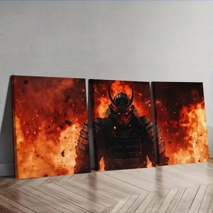 3pcs Crimson Warrior with Black Horns Wall Art Set Canvas Unframed - High Quality Print 100% Australian Made Wall Canvas