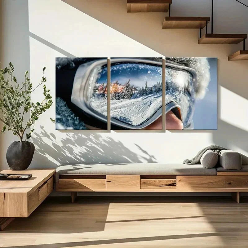 3pcs Winter Wonderland Reflection Mountain Scenery Metal Print Ready to Hang Art