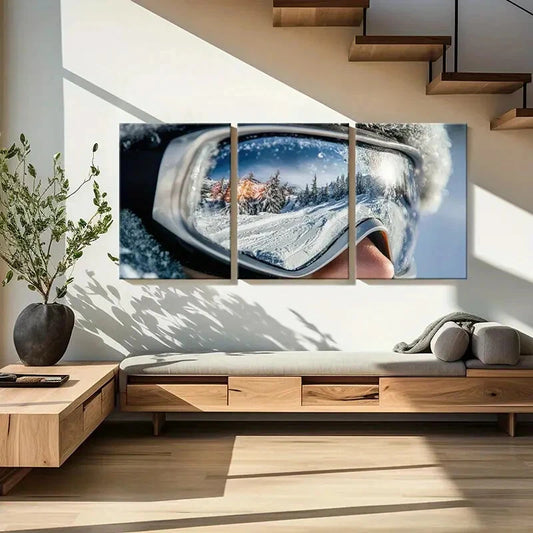 3pcs Winter Wonderland Reflection Mountain Scenery Metal Print Ready to Hang Art