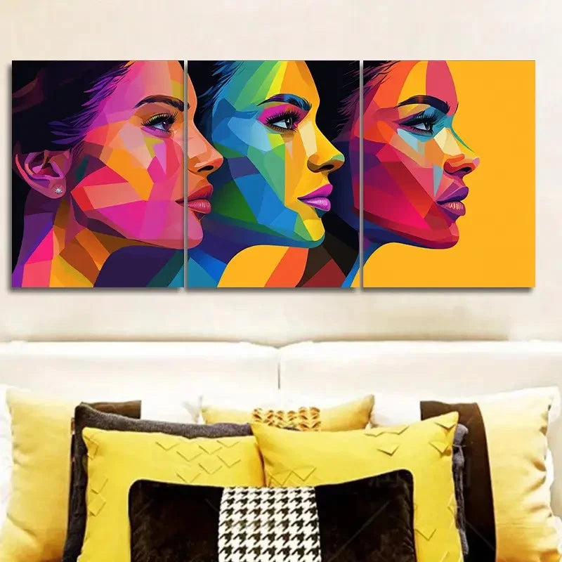 3pcs Abstract vector art of women Wall Art Set Canvas Framed 40x60cm - High Quality Print 100% Australian Made Wall Canvas Ready to Hang