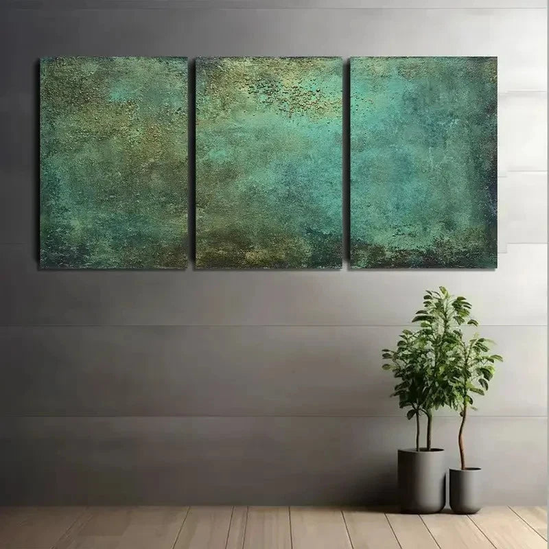 3pcs Dark Oil Painting of Flat Surface Metal Print Ready to Hang Art