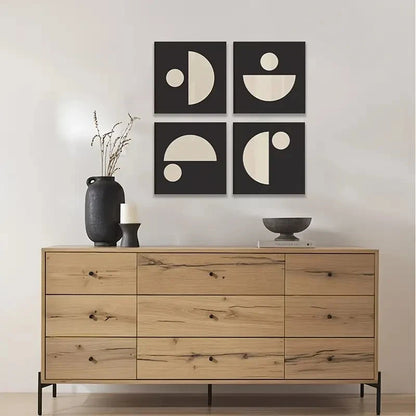 4pcs Contemporary Shape Art for Modern Spaces Wall Art Canvas Framed