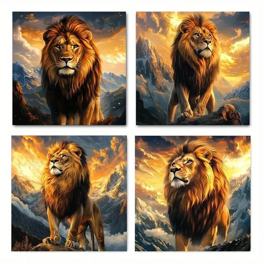 4pcsMajestic LionWall Art Canvas Framed