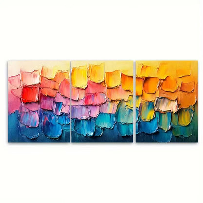 3pcs Textured Layered Abstract Metal Print Ready to Hang Art