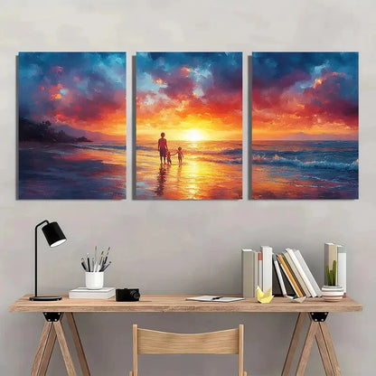 3pcs Vibrant Ocean & Sky Scenery Coastal Metal Print Ready to Hang Art