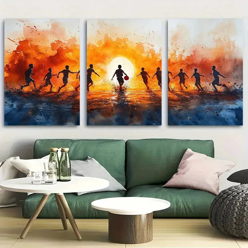 3pcs Basketball Sports Painting Design Metal Print Ready to Hang Art