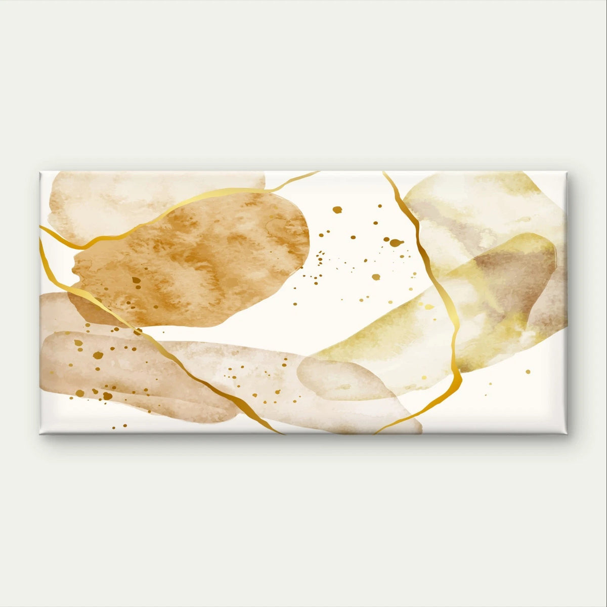 Minimalist Beige & Gold Neutral Wall Art Canvas Office Home Framed 120x60cm