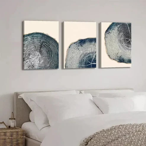 3pcs Cross Section Of A Tree Trunk Texture Wall Art Set Canvas Unframed - High Quality Print 100% Australian Made Wall Canvas