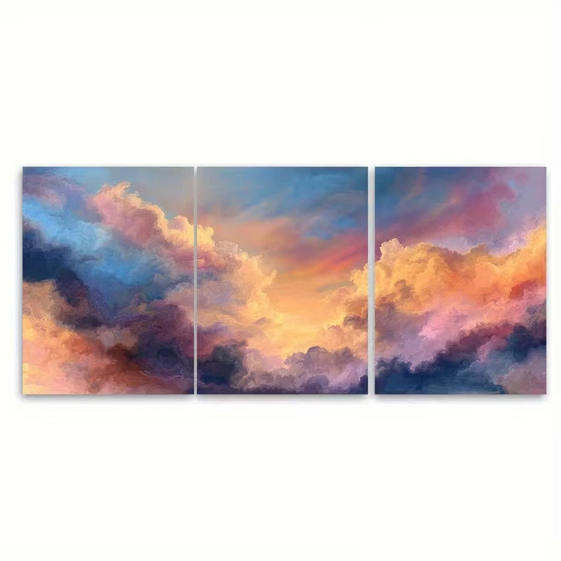 3pcs Cloud Abstract Painting Metal Print Ready to Hang Art