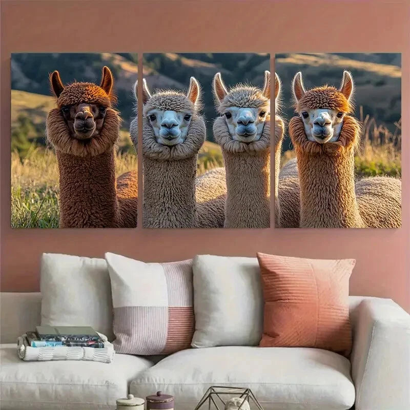 3pcs Bend Oregon Alpaca Farm Photography Metal Print Ready to Hang Art