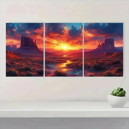 3pcs Bold Wild West Nature Mountain Wall Art Canvas Unframed - High Quality Print 100% Australian Made Wall Canvas